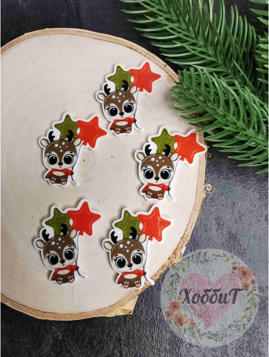 Кабошон-вырубка "Олененок с шариками" 3,2*3,4см.